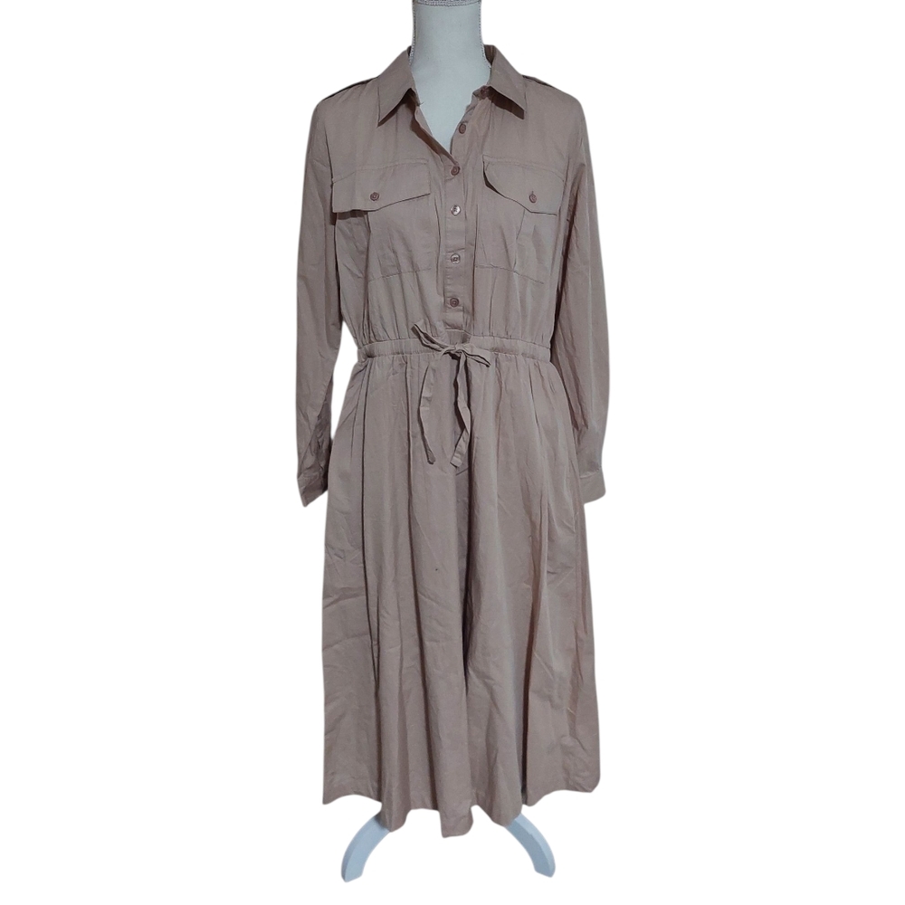 DownEast Beige Long Sleeve Dress‎ Sz XL